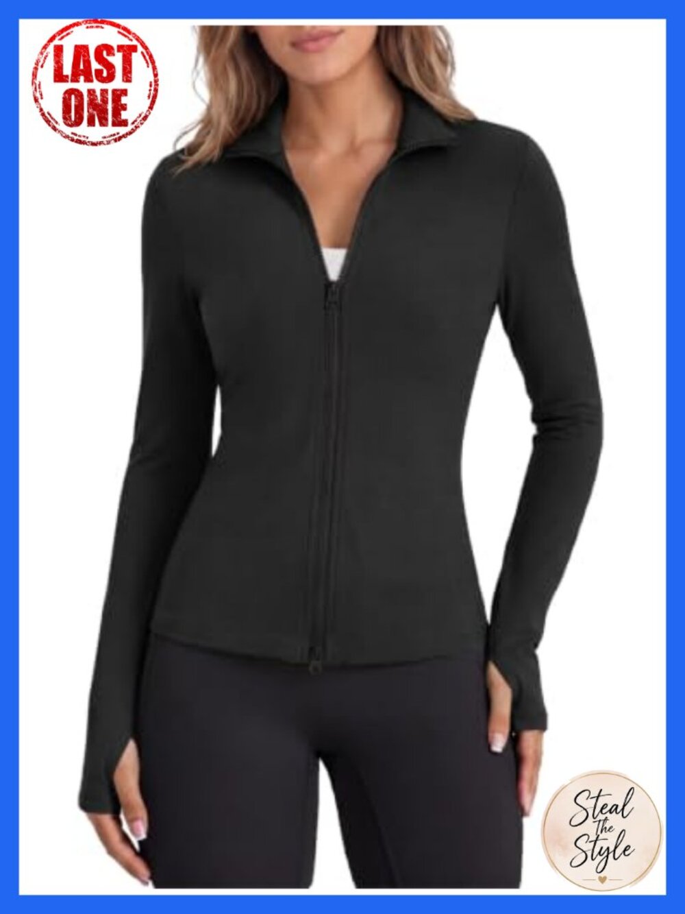 Women's Slim Fit Zip Up Workout Jacket Long Sleeve Athletic Track Jacket